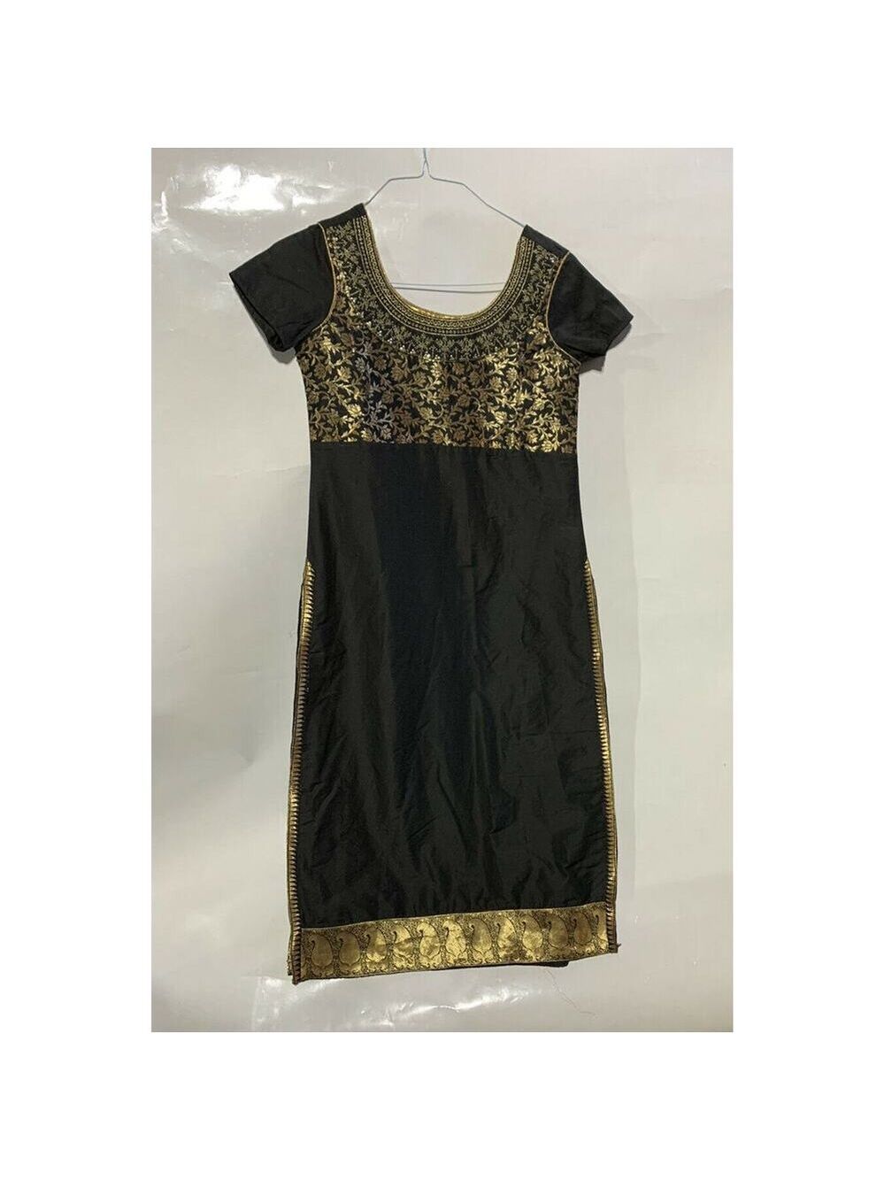 Gorgeous black & gold embroidered Indian kurti small Navras Shieno Sarees - Picture 3 of 7